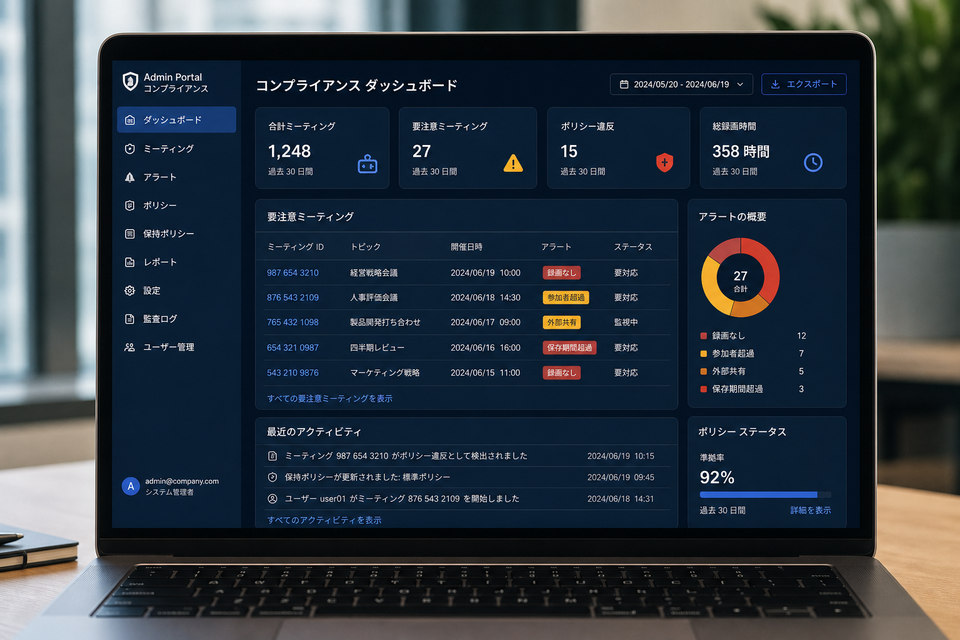コンプラアラート画面のイメージ